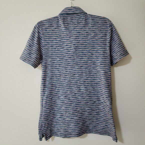 Faherty Mens Short Sleeve T-Shirt Polo Striped Blue Pink Cotton MKC0037-BAP XS/S - Picture 3 of 8